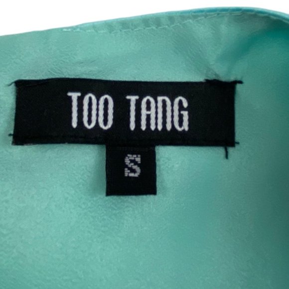 NWOT Sky Blue Embroidered Floral A-line Sleeveless Satin Sundress size Small - Picture 8 of 9